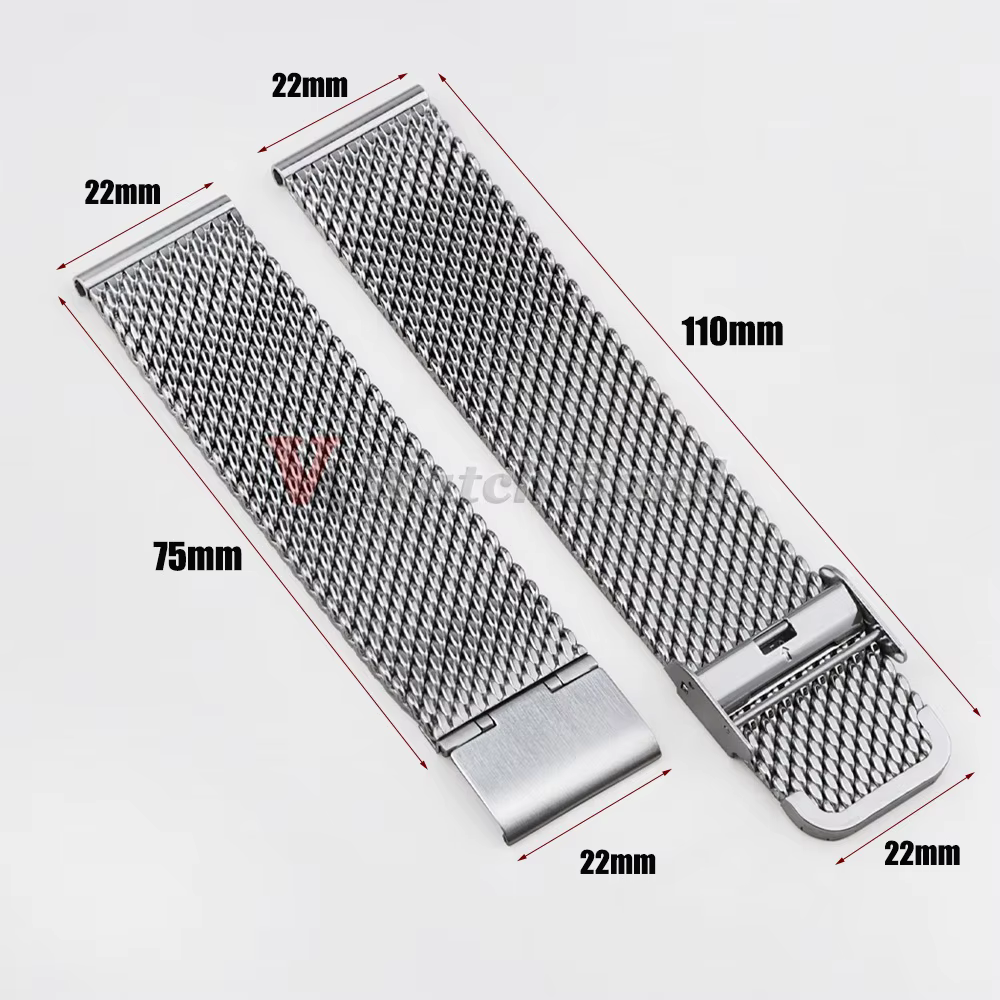 Bracelet milanais en maille 1.0 pour Seiko, 18mm 20mm 22mm 24mm, Bracelet à dégagement rapide pour DW, Bracelet en maille en acier, accessoires de montre pour hommes