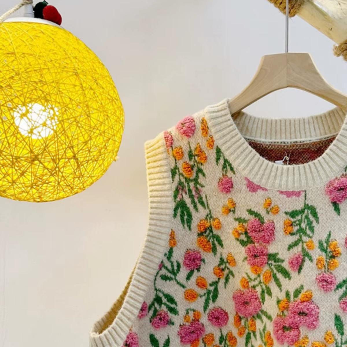 Style coréen rose fleur de pêcher tricoté gilet pour les femmes mode