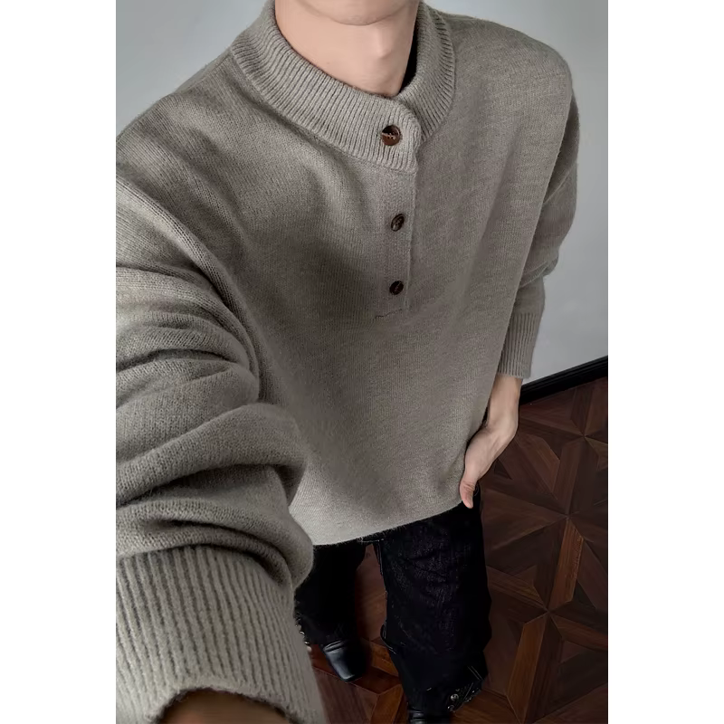 Pull en maille à col rond classique pour homme, couleur unie, pull-over, printemps, automne, streetwear décontracté, haut, M-XXXL