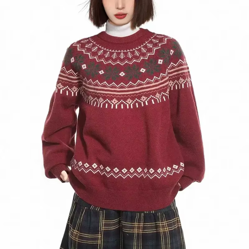 Pull tricoté rétro américain Fair Isle