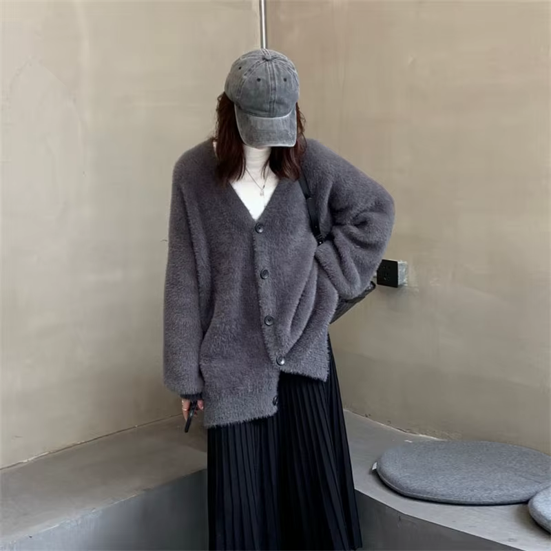 Pull en vison de Style paresseux japonais pour femme
