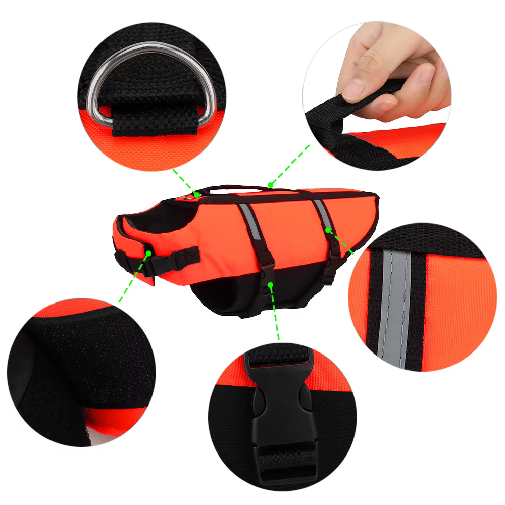 Gilet de sauvetage Orange réfléchissant pour chien, veste d'été pour animaux de compagnie, vêtements pour petits, moyens et grands chiens, maillot de bain