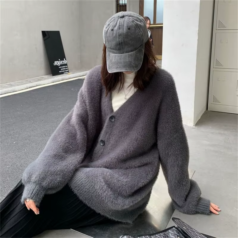 Pull en vison de Style paresseux japonais pour femme