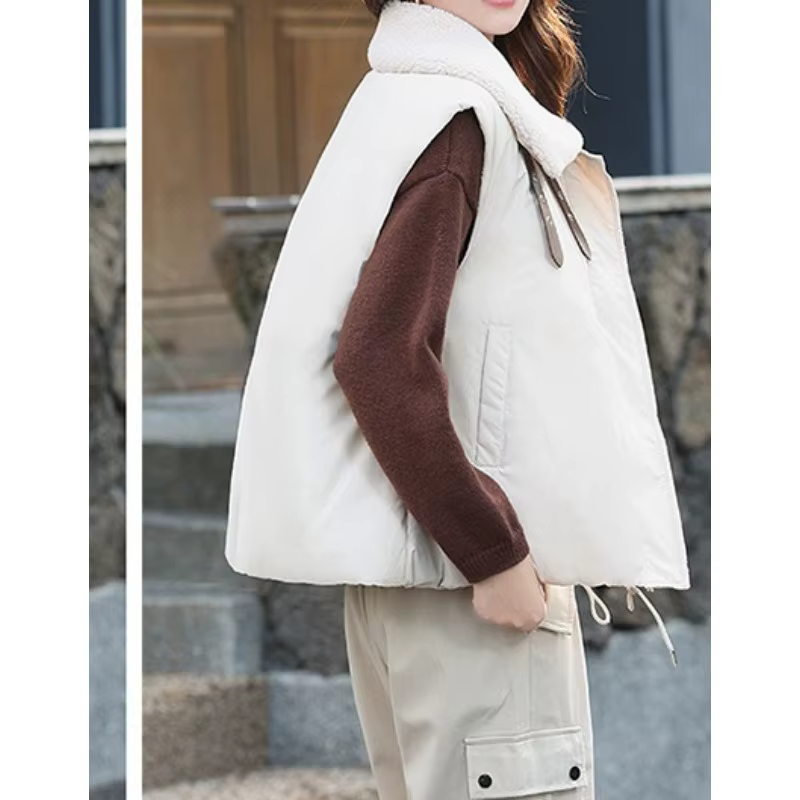 2025 hiver nouveau gilet col en laine d'agneau coton