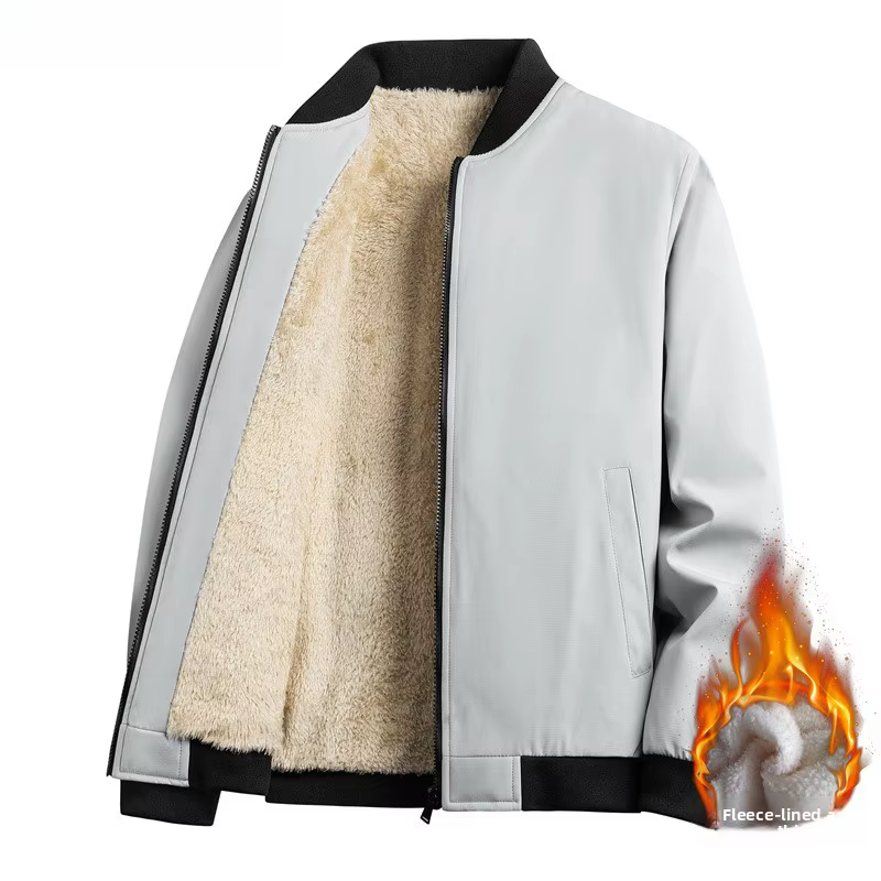 Veste d'hiver en velours d'agneau pour homme, veste chaude à col de Baseball, nouvelle mode décontractée, Trench-Coat, sweat à capuche de pêche, 2025
