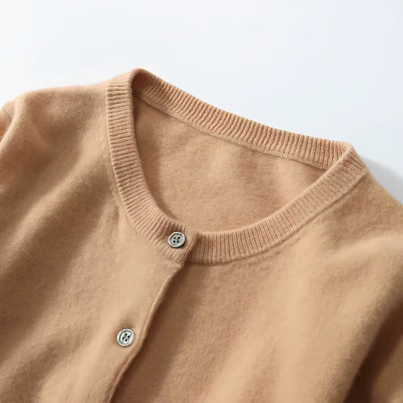 Femmes Cardigans pull col rond printemps automne tricoté cachemire