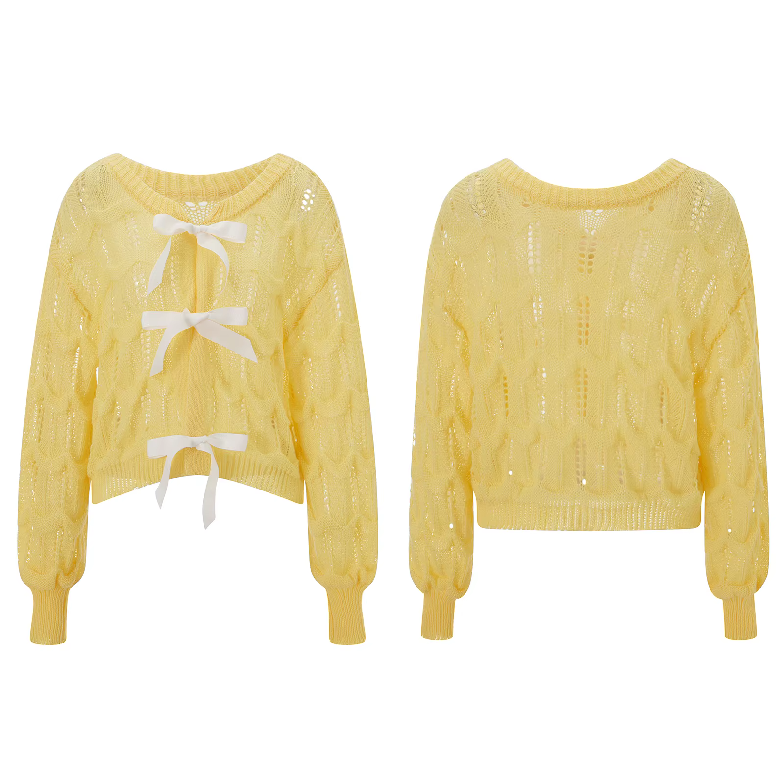 Puloru-Pull en tricot évidé à manches longues pour femmes