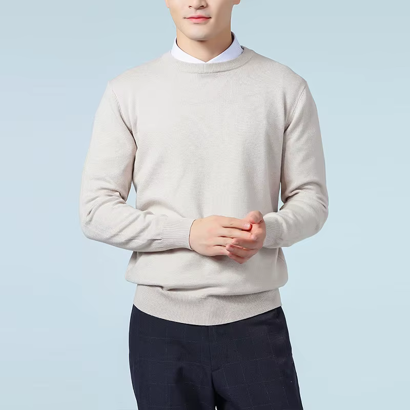 Pull en cachemire à col rond pour homme, nouvelle mode, chaud, manches longues, ample, tricoté, Business, haut décontracté, automne hiver