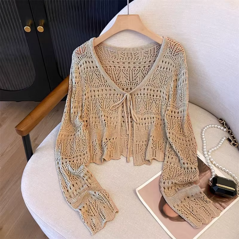Cardigan tricoté à manches longues pour femme