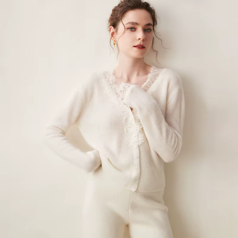 Cardigan tricoté en cachemire pour femme, pull Chic, manteau court, décontracté, col en v, chemise ample, printemps et automne 20224, 100%