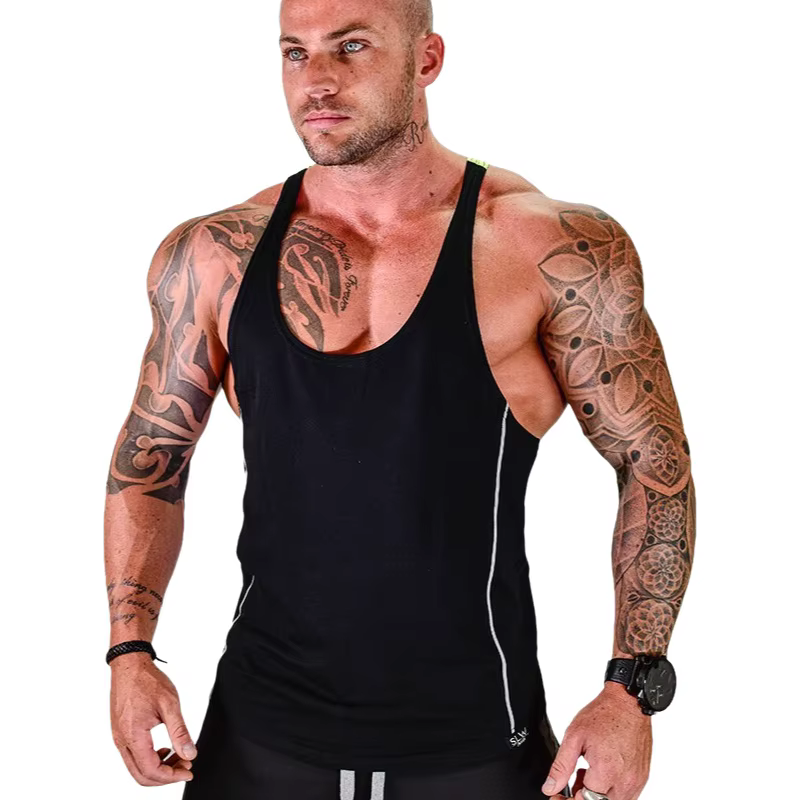 Nouveau débardeur de fitness musculaire pour homme, style américain, sport décontracté, dos en X, course à pied, entraînement, élastique, respirant, en coton