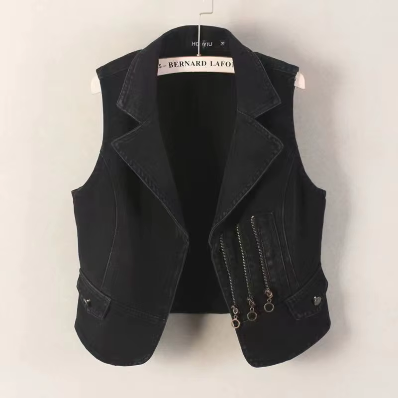 Gilet en denim noir pour femme