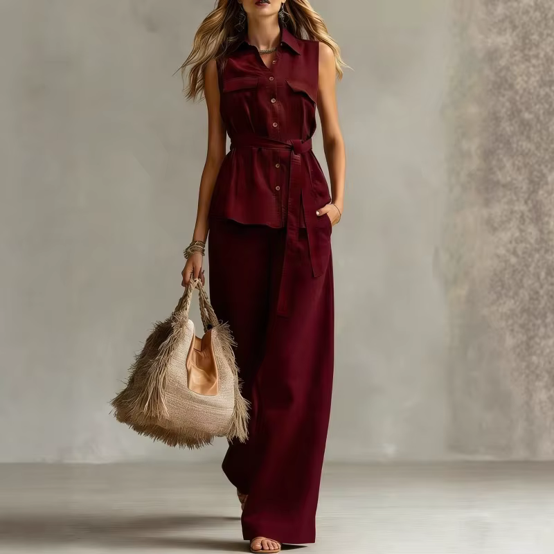 Ensemble élégant : Gilet à boutons et col à revers