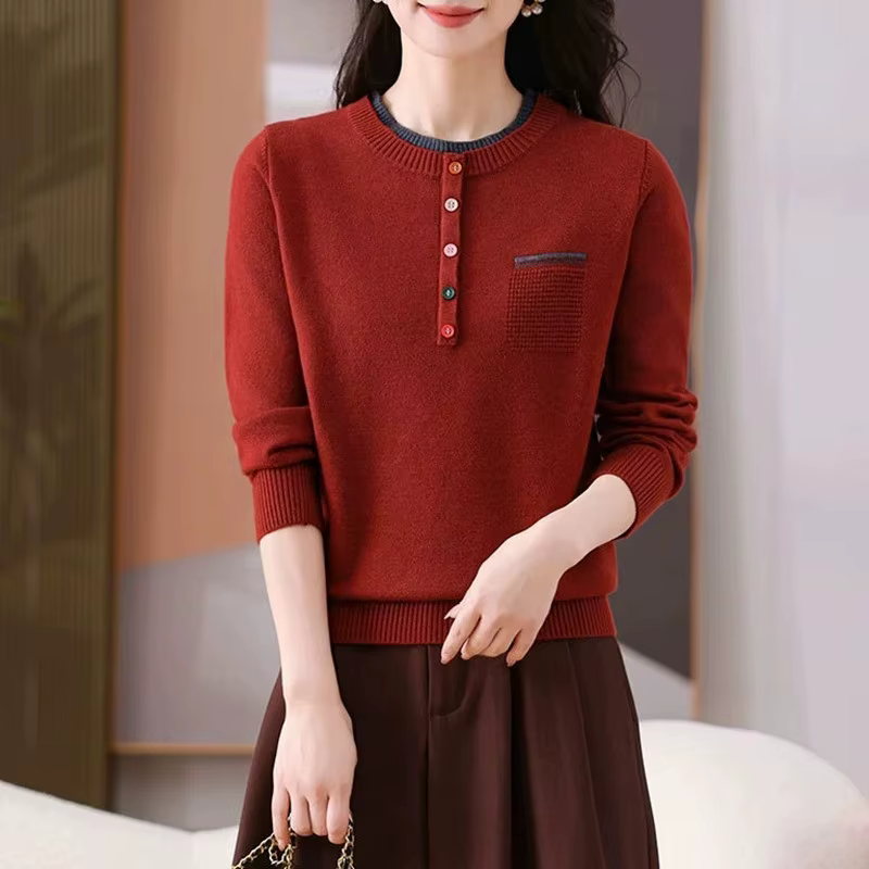 Pulls Femmes hauts nouveau printemps automne tricots Femme vêtements décontracté tricoté Blouse