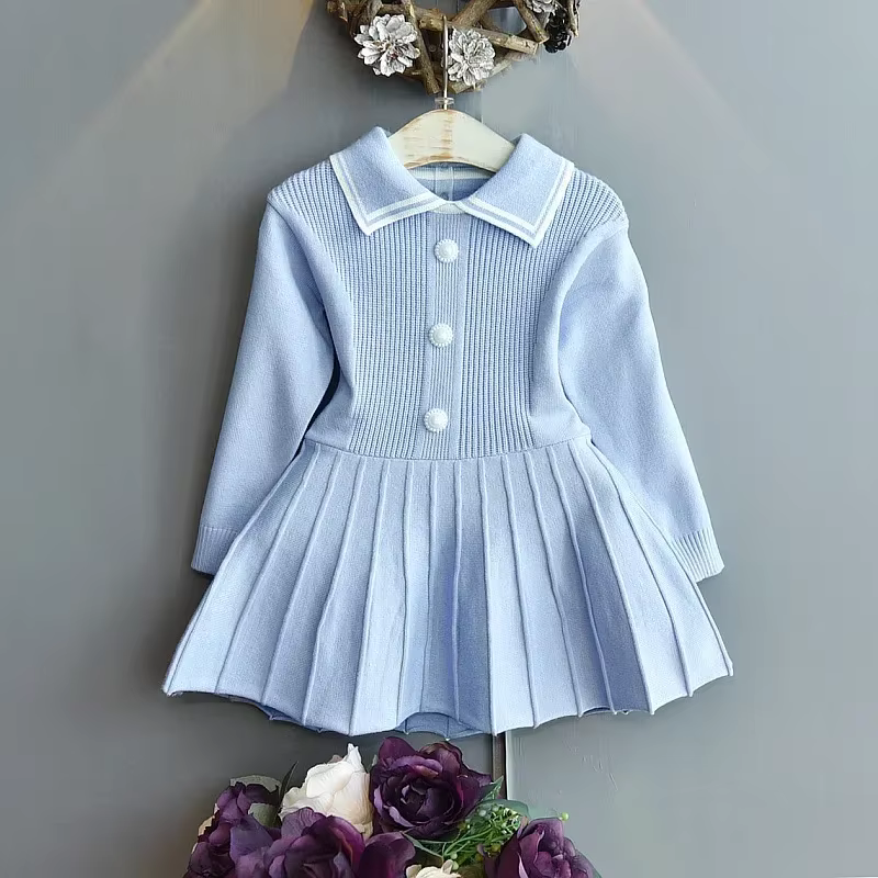 Robe pull pour bébé fille, vêtements pour tout-petits, tenues chaudes, pulls pour enfants, automne et hiver, 2-6 ans