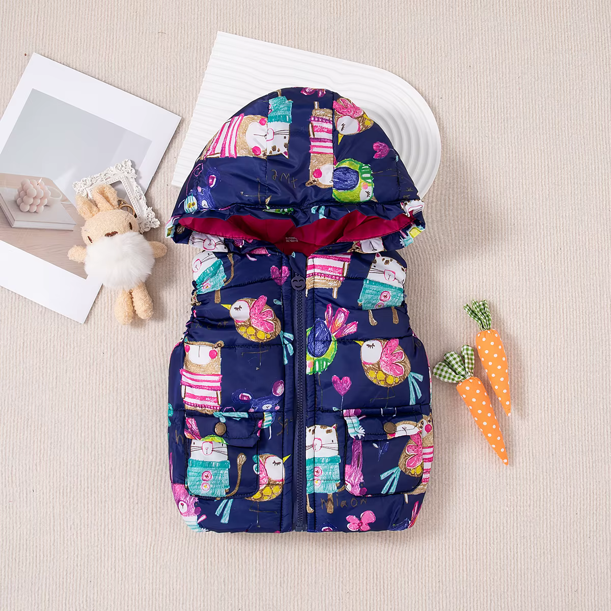 Gilets épais et chauds pour bébé garçon et fille, vêtements d'hiver à capuche avec graffitis colorés pour enfants de 6 mois à 3 ans, nouvelle collection