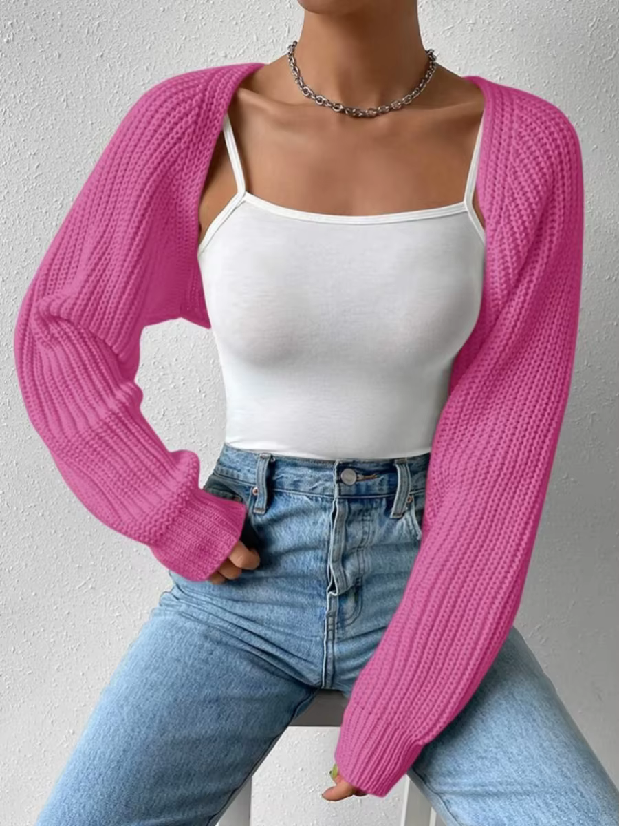 Cardigan court ouvert sur le devant pour femme