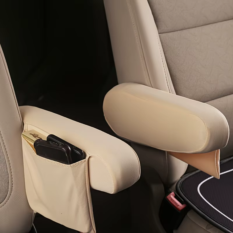 1 paire de housses de protection pour accoudoirs de voiture, lavables avec poches de rangement latérales, adaptées aux accoudoirs de SUV/camion