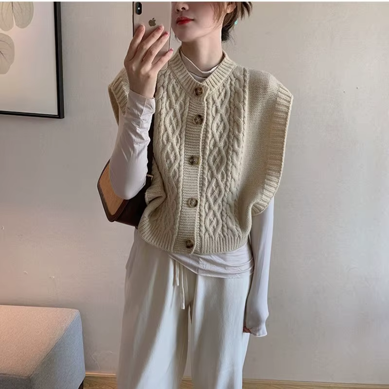 Gilet cardigan tricoté à boutons pour femme 2026