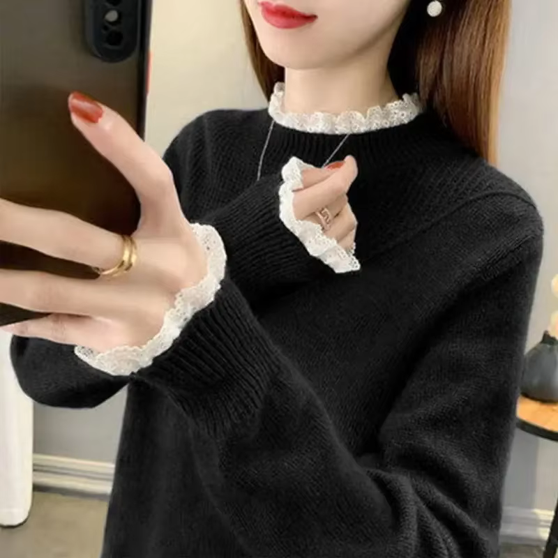 Pull en maille à col roulé pour femme