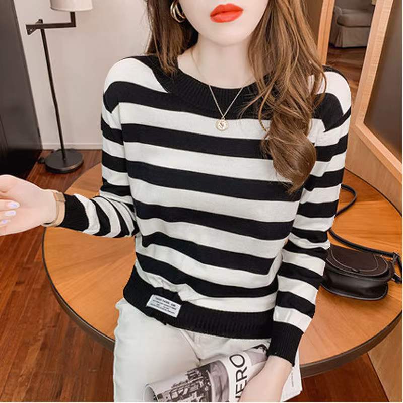 Pull à manches longues et col rond pour femme