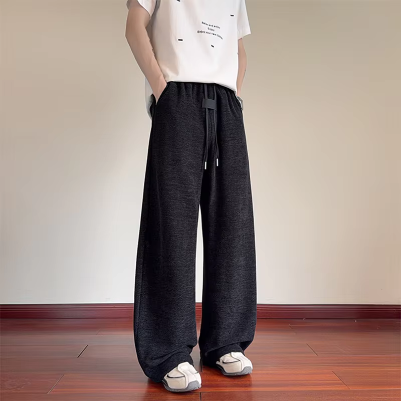 Pantalon de jogging en maille pour homme, coupe large, avec cordon de serrage, taille élastique, style décontracté, coupe athlétique, pantalon lanterne
