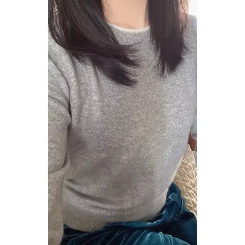 Pull en cachemire pur à col rond pour femme, pull en tricot, grande taille, laine, astronomique, automne, hiver