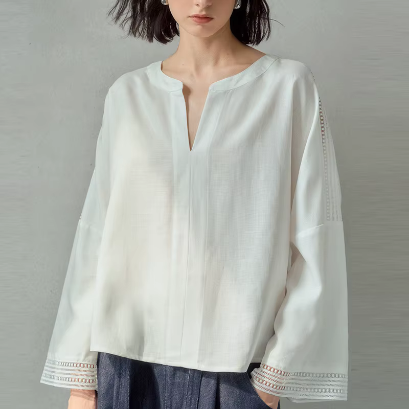 Haut en polyester bywindto style classique col en V pour femmes occasions spéciales printemps été