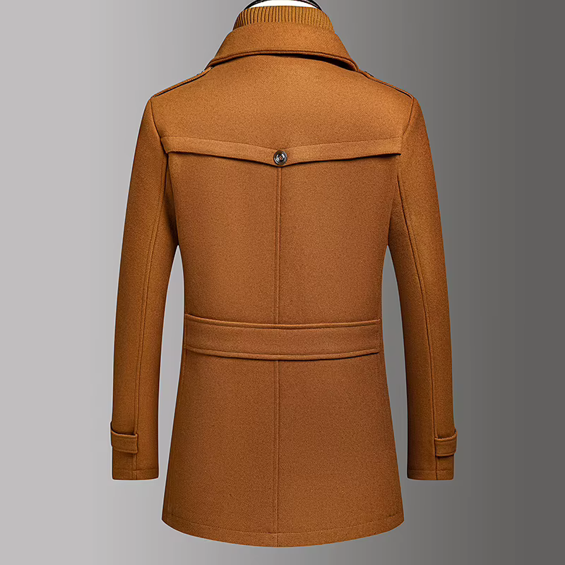 Manteau en laine à double col pour homme, élégant, automne-hiver, mode business, haute qualité, vêtements d'extérieur en laine tendance pour hommes d'âge mûr