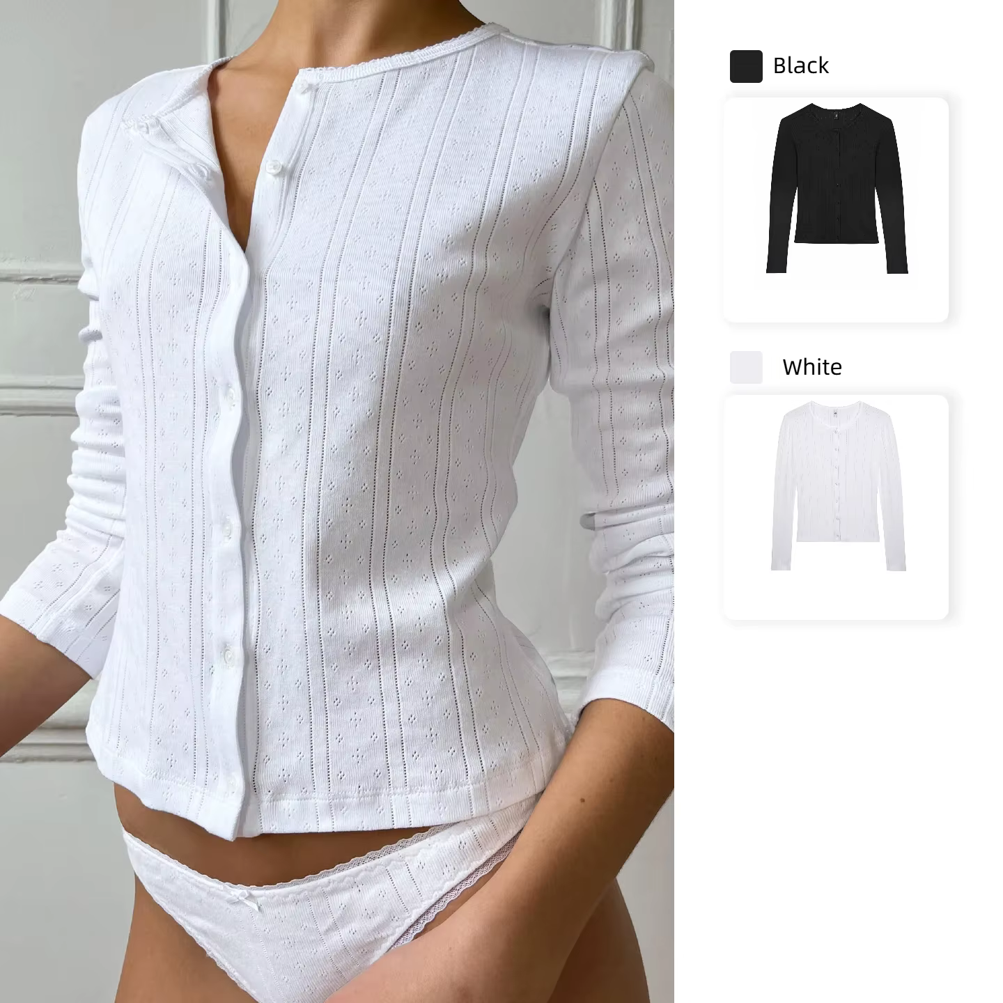 Cardigan blanc en tricot COUCOU - manches longues, coupe longue, tissu super confortable, respirant, petit manteau