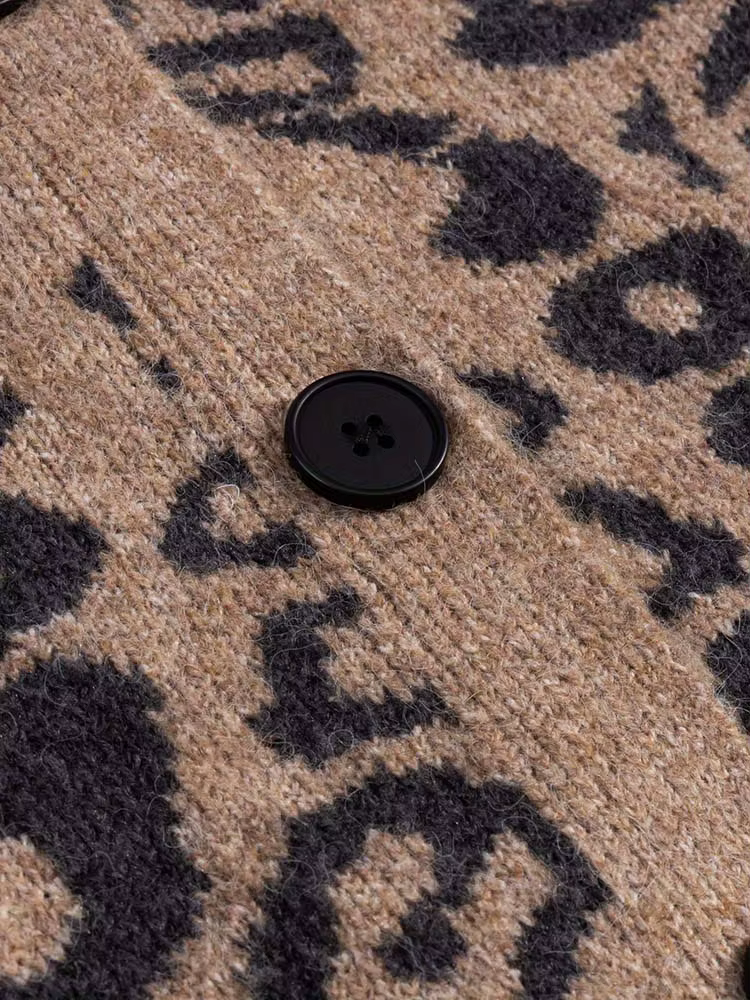 Pull cardigan boutonné à manches longues et col en v pour femme