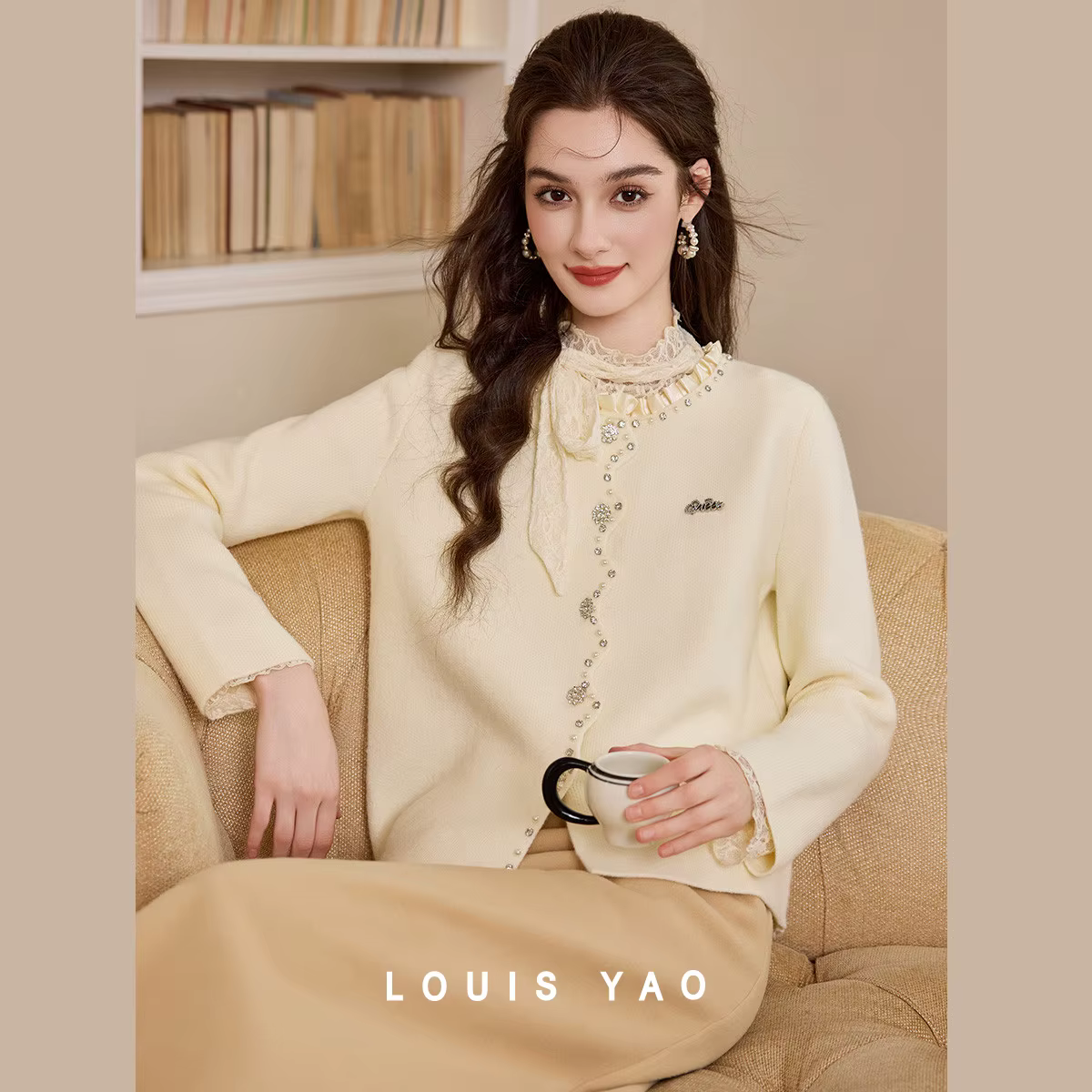 LOUIS YAO – pull en tricot perlé pour femme