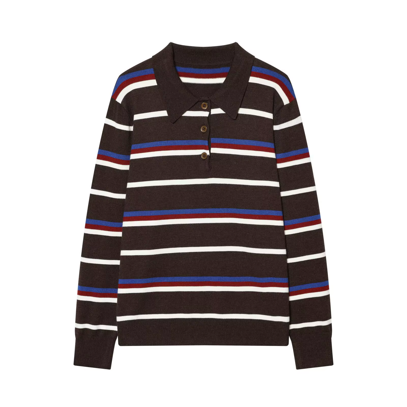 Pull en maille rayé à col polo style européen et américain pour femme