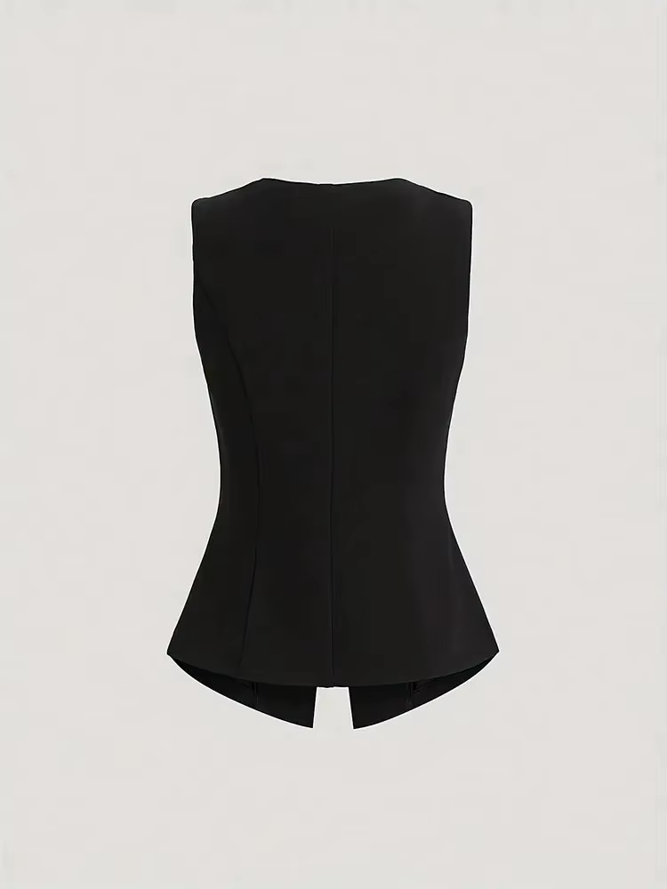Nouveau grande taille solide bouton en métal mince haut sans manches élégant