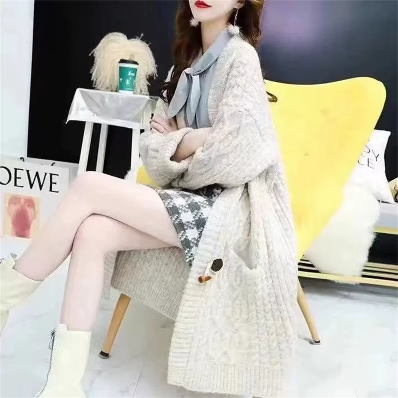 Pullover-Cardigan mi-long pour femme