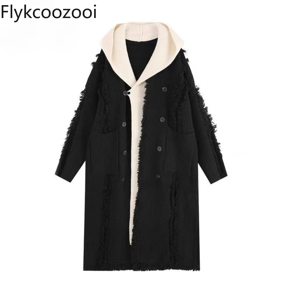 Pull à capuche mi-long pour femme