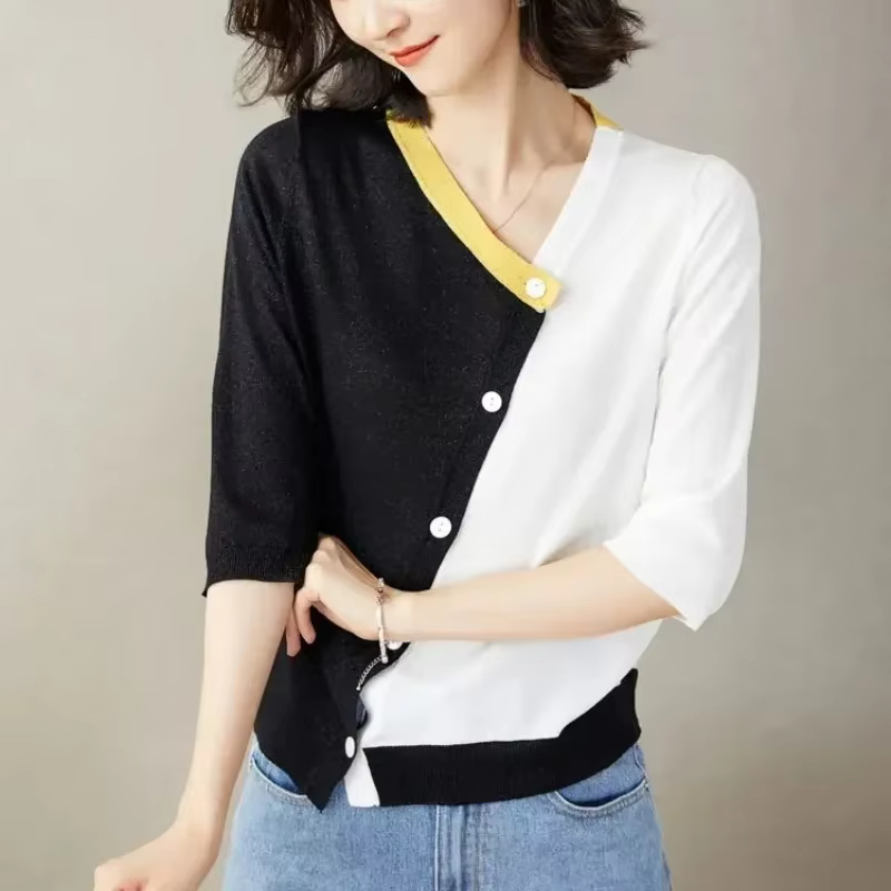 Cardigans pour femmes col en V mince été Style coréen Streetwear mode dames tricot chandails porter pour travailler Chic nouveau en tricots 2025