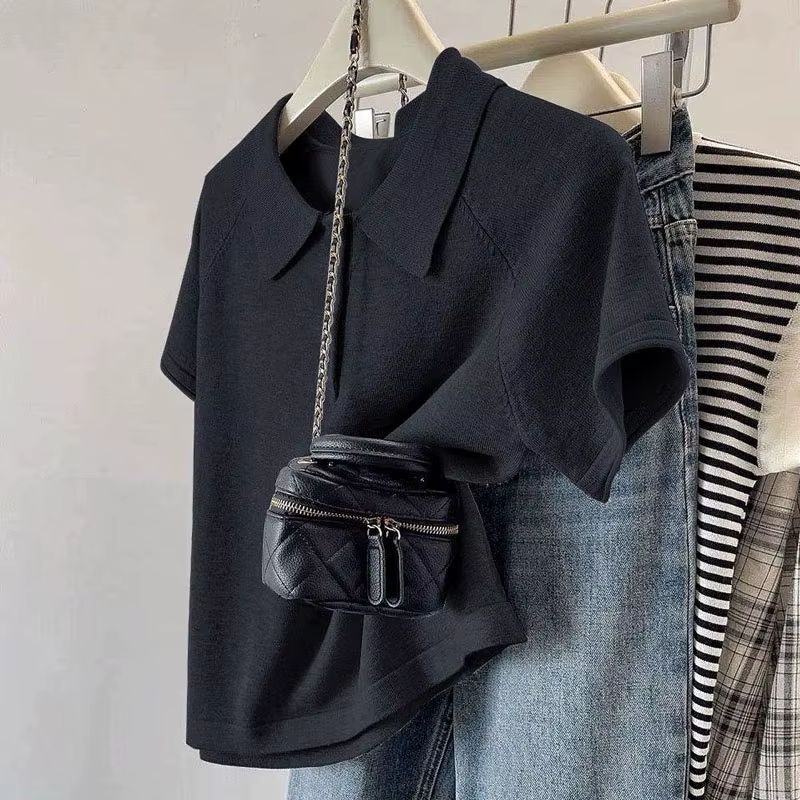 Pulls à manches courtes en tricot pour femmes