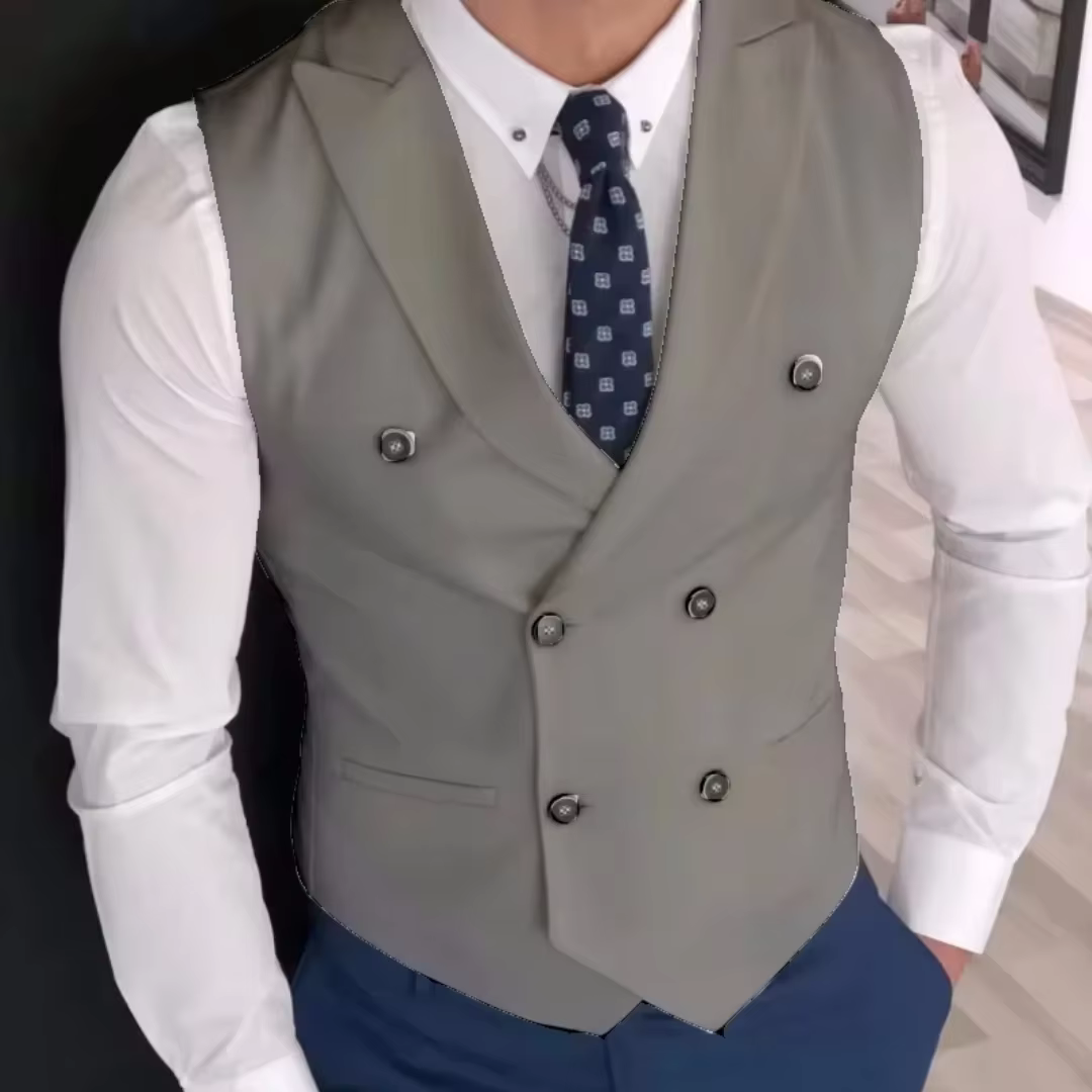 Hommes gilet ivoire Double bouton solide avec revers gilet costume pour mariage anniversaire Banquet bureau affaires travail hommes costume gilet