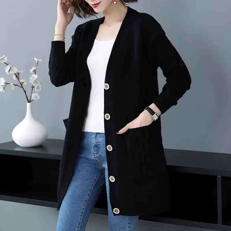 Dames pull veste 2025 automne hiver col en v être tout-match femmes tricot Cardigan