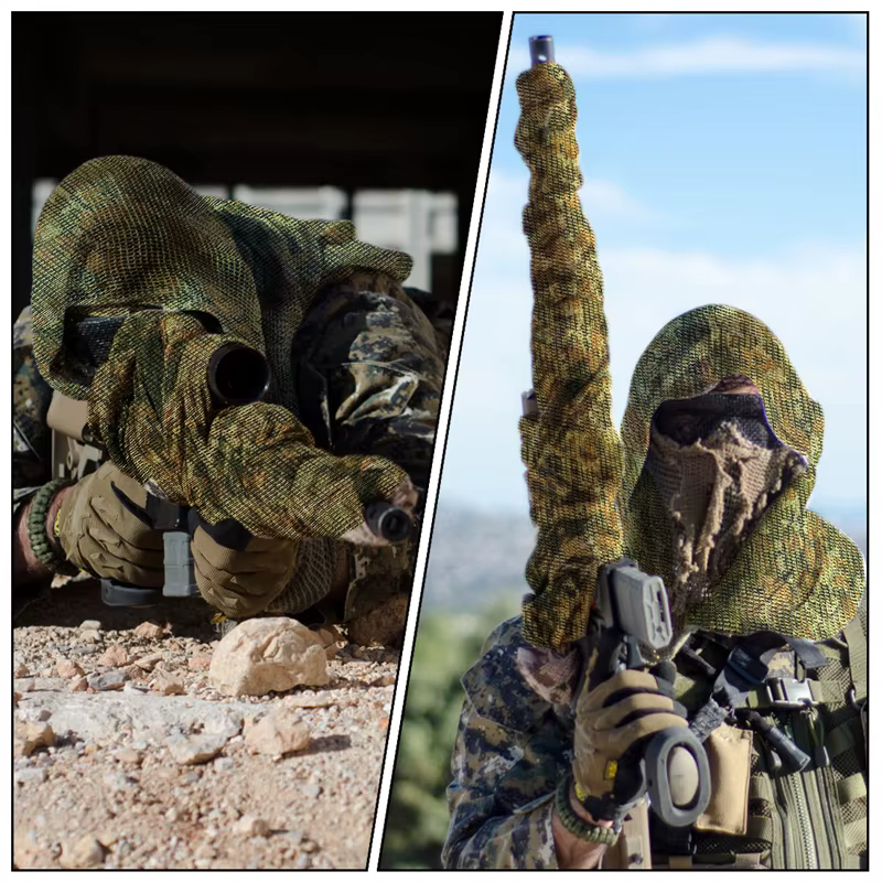 Écharpe en maille de camouflage voile de sniper écharpe de visage en maille de camouflage voile enveloppement de tête adapté au camping en plein air randonnée chasse tir