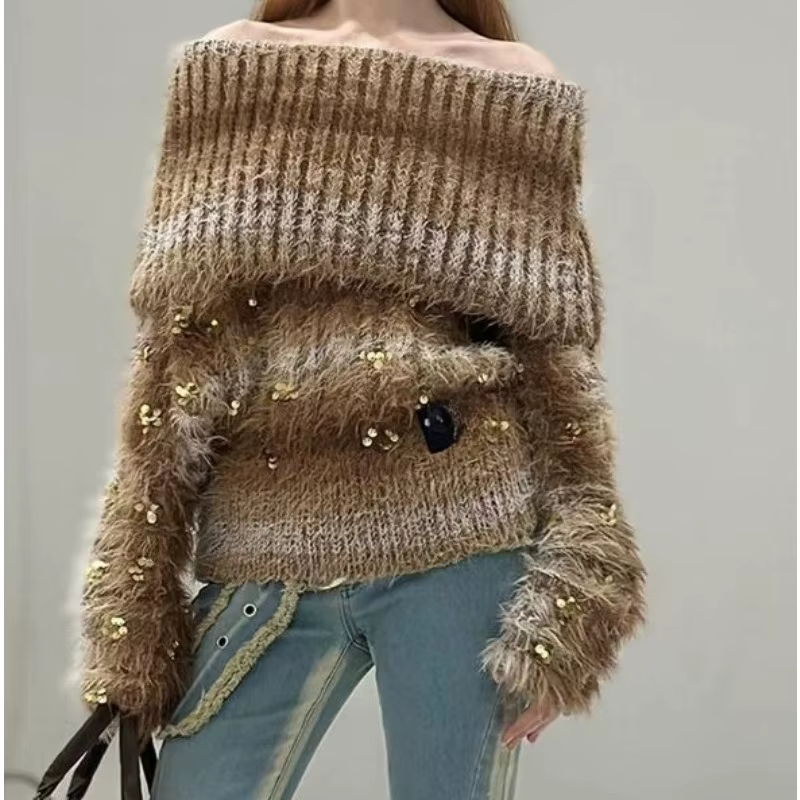 Haut en tricot Vintage à paillettes