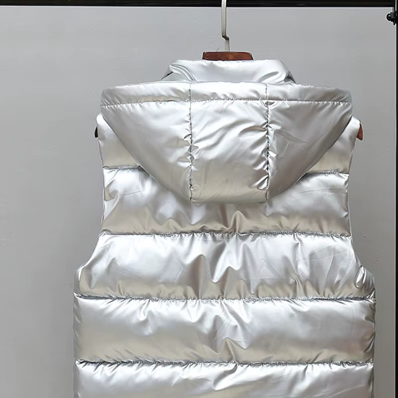Veste à capuche en fibre brillante pour hommes, gilet chaud, manteau de couple, vêtements de mode masculine, hiver, automne, MY621
