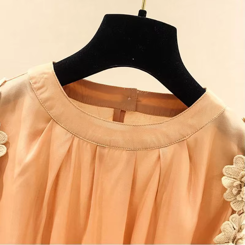 Pull à col rond à manches Leurs lan pour femmes