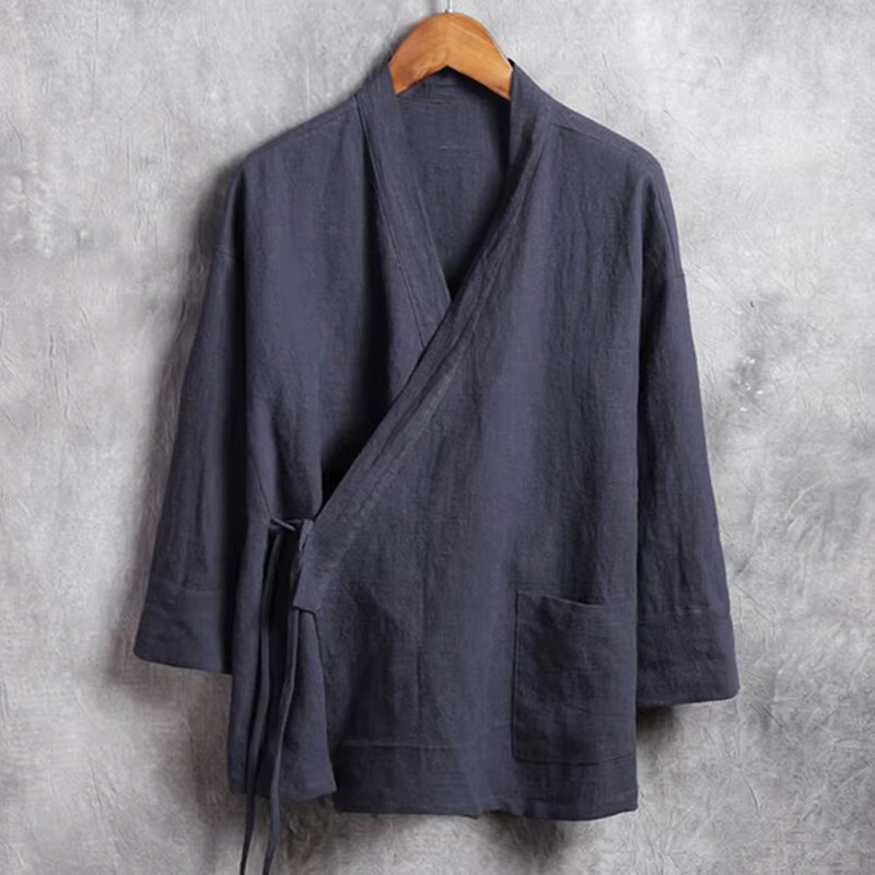 Gilet en lin à manches longues pour hommes, chemise sociale décontractée, chemises grande taille, Kung Fu Tang traditionnel, chinois, officiel UR