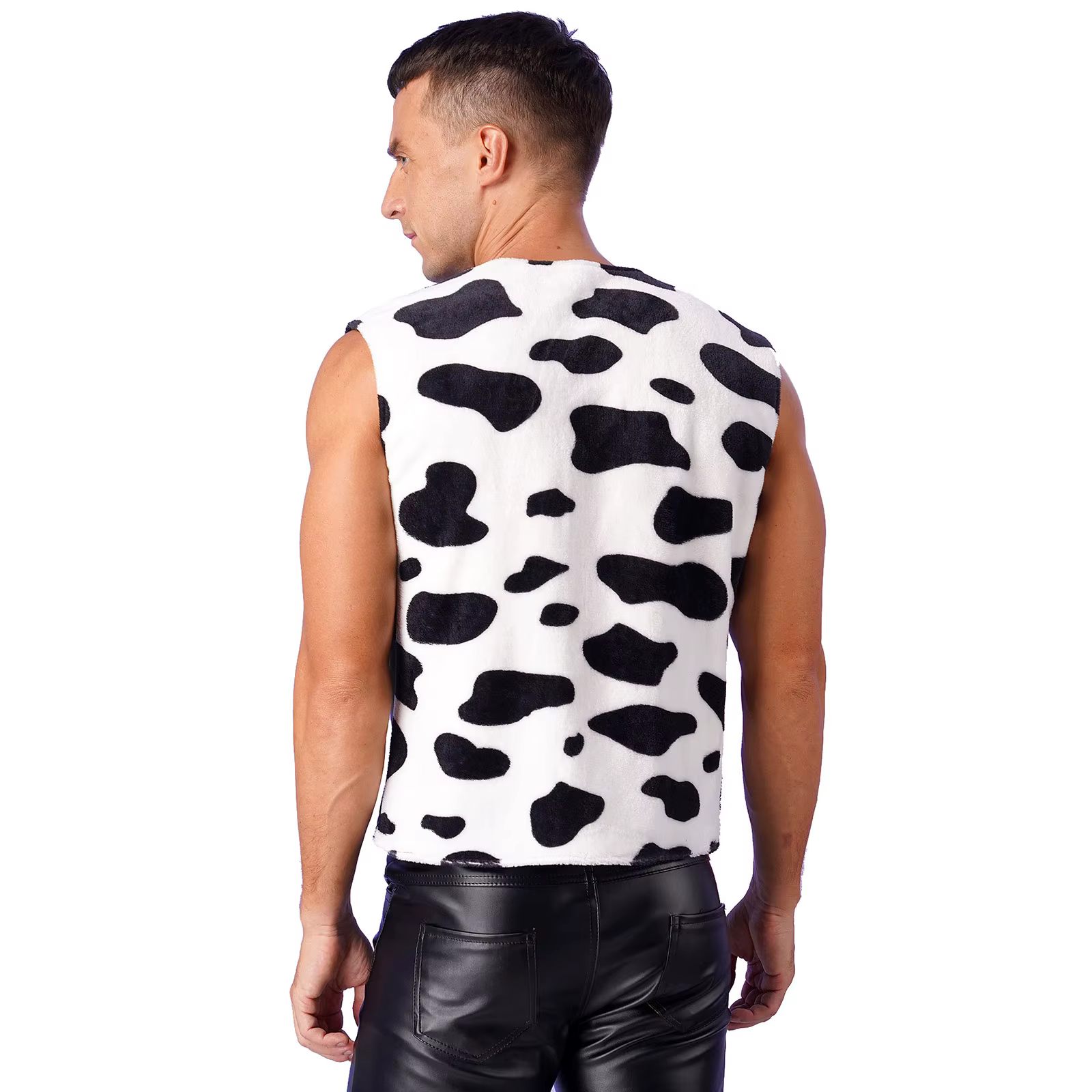 Costume de Cowboy Occidental pour Homme, Cardigan D.lique à Glaçure Imprimée Vache, Ouvert sur le Devant, Gilet à Pompon, Cosplay d'Halloween, Habillage de ix