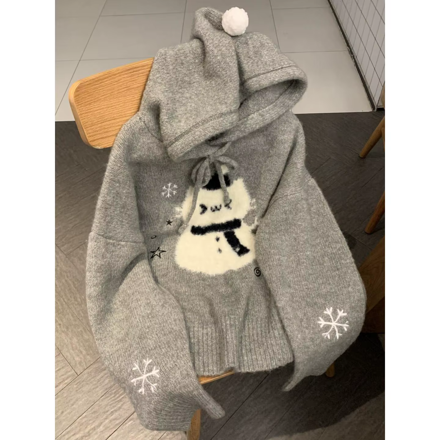 Kawaii gris femmes chandails Style Preppy doux japonais pulls à capuche Cutecore Harajuku surdimensionné