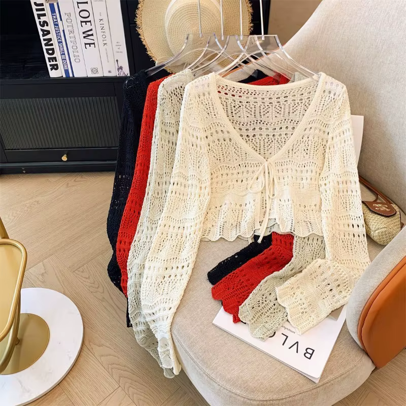Cardigan tricoté à manches longues pour femme