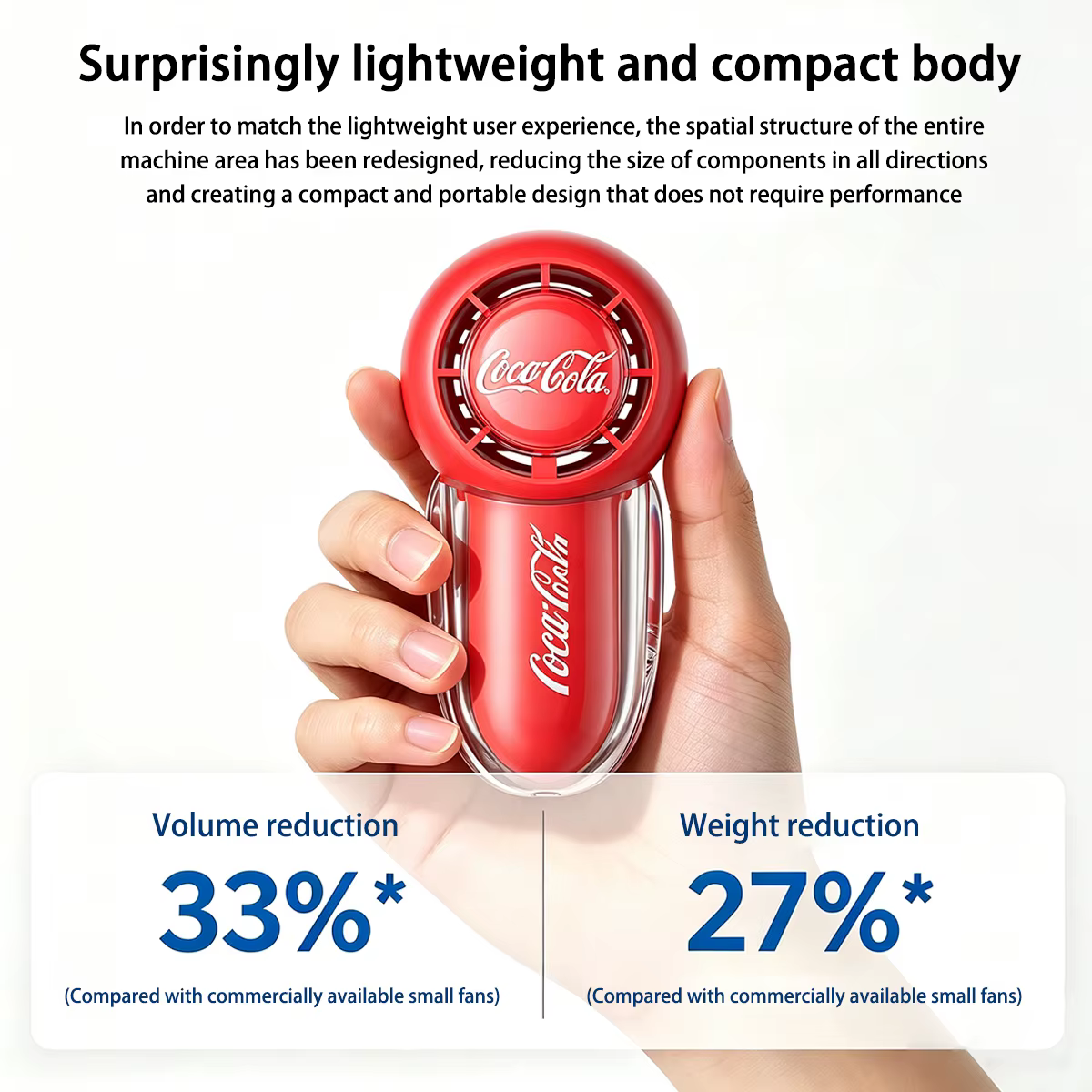 Mini ventilateur portatif Coca-Cola, ventilateur de poche rechargeable par USB 2000mAh, vent super puissant, 3 vitesses, longue durée de vie de la batterie, pour les voyages en plein air