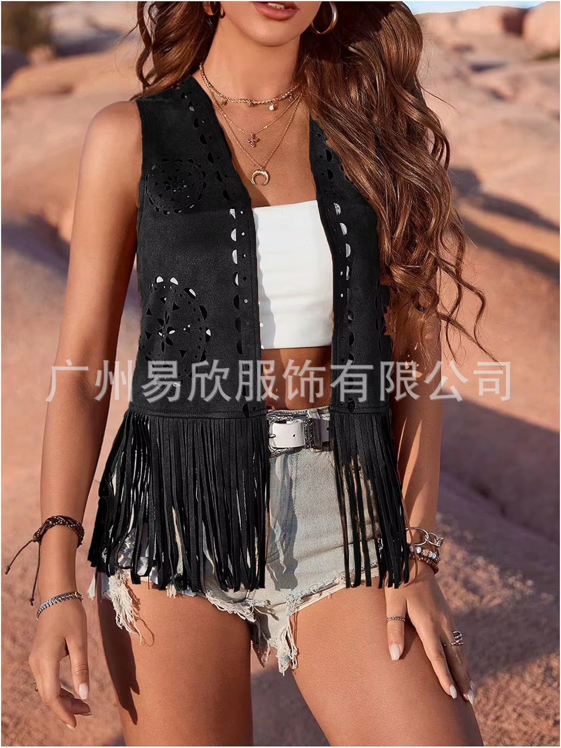 Gilet Western à franges pour femme